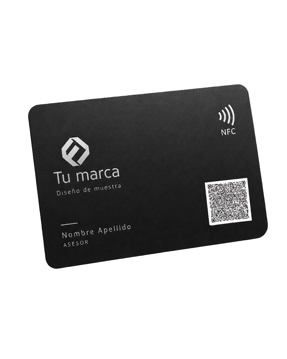 Tarjeta NFC negra PVC sobria y profesional