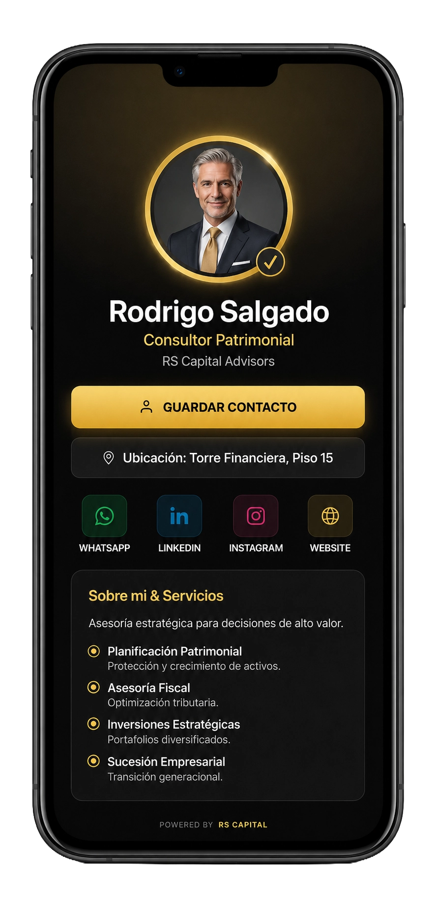 Vista previa del diseño Premium Black Gold para perfiles corporativos premium
